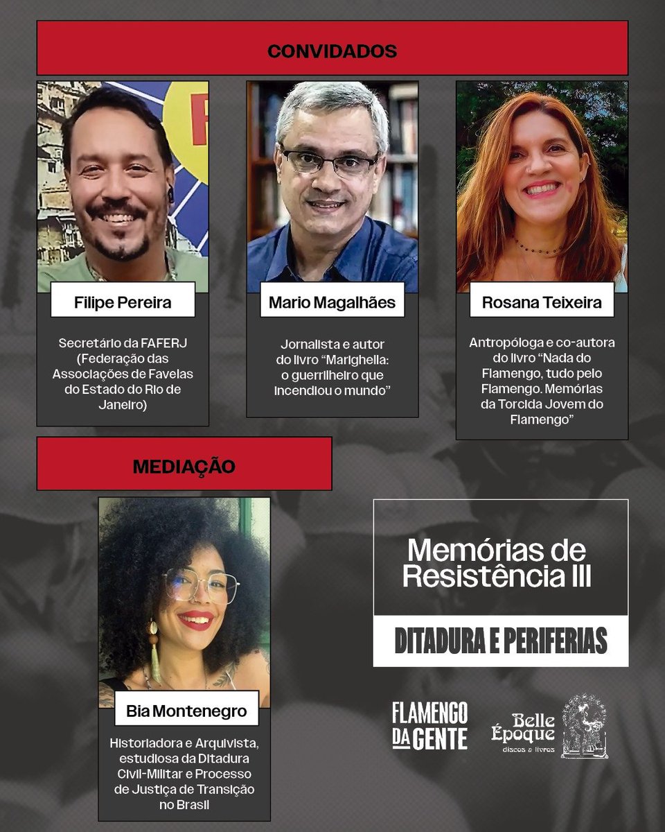 FlamengodaGente's tweet photo. Venham conhecer a Livraria Belle Époque, um marco de resistência da Zona Norte carioca, e compartilhar com nossos convidados as experiências de luta contra o autoritarismo no Brasil!
#ADemocraciaComeçaPeloFlamengo
#DitaduraNuncaMais
#StuartVive https://t.co/IrBUXMsWQn