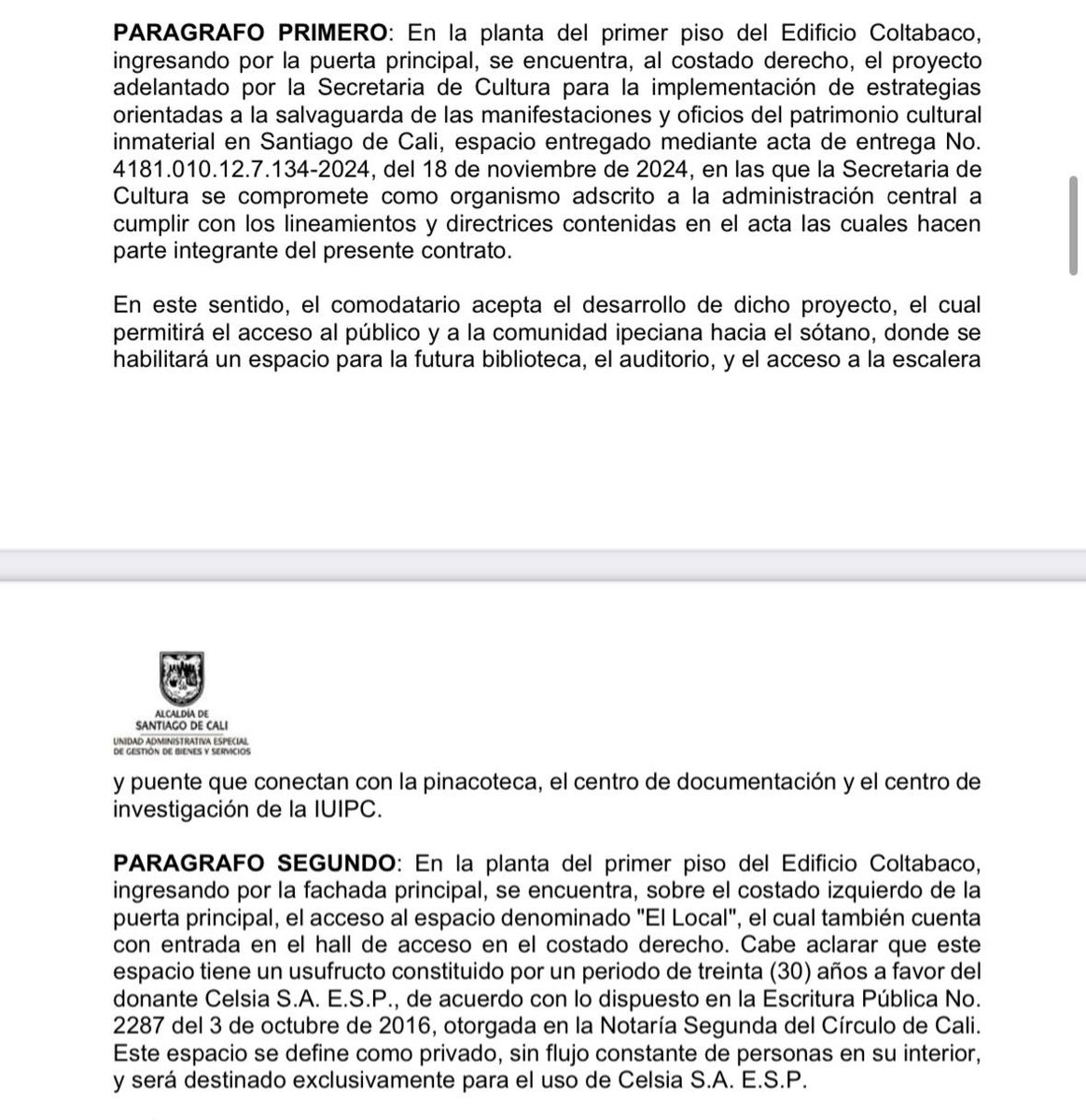 AnaErazoR's tweet photo. Hola Juanita.
¿Por qué y a son de qué, en el contrato de comodato que hicieron para entregarle el edificio de #Coltabaco al @IUIPCCali, incluyeron un parágrafo donde establecen la permanencia de la tienda #Litoral en las instalaciones del IPC por los próximos cinco años?
¿Por qué un establecimiento comercial estará allí por cinco años, pagando cuanto de arriendo, bajo qué parámetros y beneficios para la ciudad y la comunidad estudiantil?
Juanita, ya que eres bastante acuciosa, te recomiendo que le digas al alcalde @alejoeder que por favor nos responda los derechos de petición sobre el tema y en detalle: ya tenemos dos radicados y tu alcaldía nada que responde, si quieres te puedo enviar los números de los radicados. 🙂