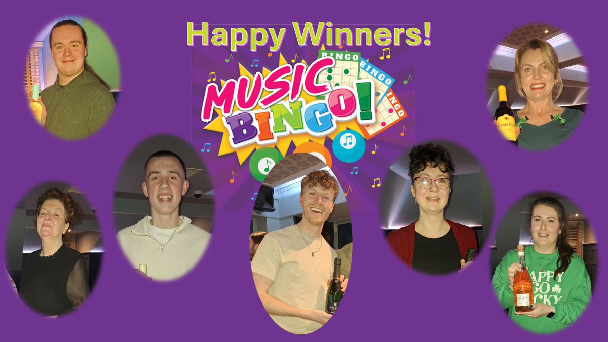 Thank you to everyone who came along to our Music Bingo last night! We had a great time. Thanks to the staff of The Carpenter who looked after us so well. 
Meet our happy winners. 
We had two head-to-head one note challenges to settle round winners - nail-biting, but fun!
