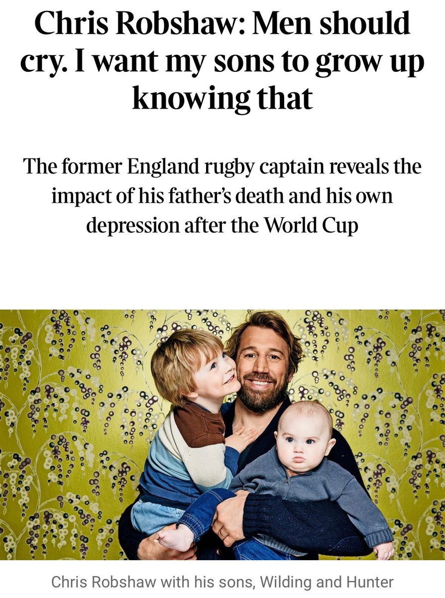 Chris Robshaw (@chrisrobshaw) on Twitter photo “Is it ok for boys to cry?”
An honour to sit down with <a href="/thetimes/">The Times and The Sunday Times</a> & Michael Odell to speak about my experiences as a former athlete, co founder of Kerslake Robshaw Foundation and most importantly a parent, when my 3 year old son asked me the above! “Is it ok for boys to cry?”
An honour to sit down with <a href="/thetimes/">The Times and The Sunday Times</a> & Michael Odell to speak about my experiences as a former athlete, co founder of Kerslake Robshaw Foundation and most importantly a parent, when my 3 year old son asked me the above!