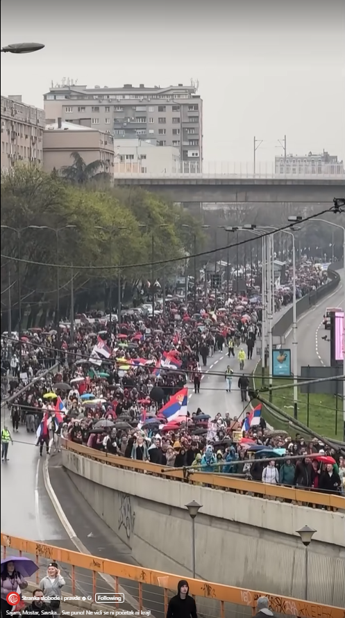 dtt_net_english's tweet photo. Today in Belgrade: 
Rivers of students and citizens in the streets of Serbia's capital today against authoritarian President, in the biggest protest ever held in the country... https://t.co/EhuD3uYkup