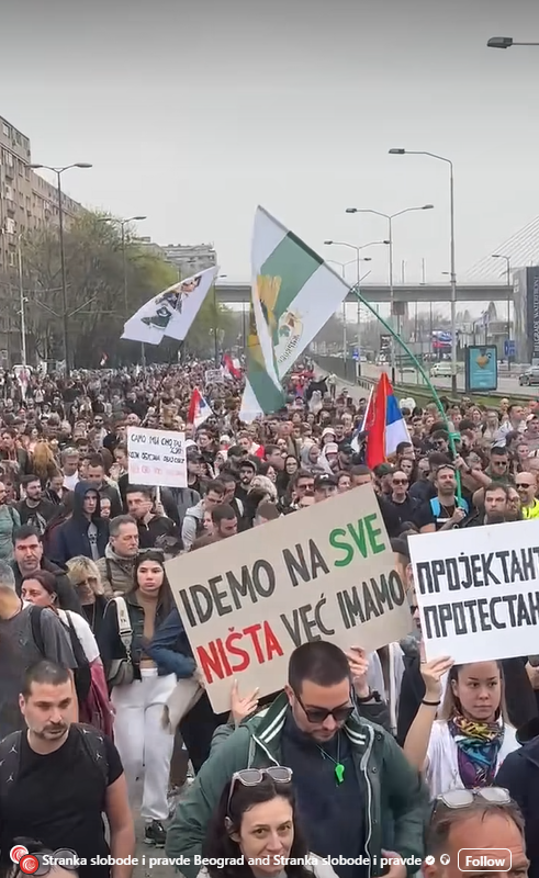 dtt_net_english's tweet photo. Today in Belgrade: 
Rivers of students and citizens in the streets of Serbia's capital today against authoritarian President, in the biggest protest ever held in the country... https://t.co/EhuD3uYkup