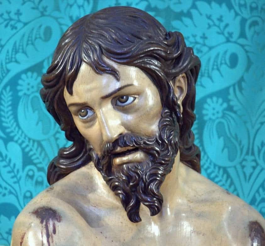reflexiones cuaresmales ante el rostro de jesús atado a la columna, como cristianos debemos de soportar el sufrimiento con un rostro dulce y resignado.