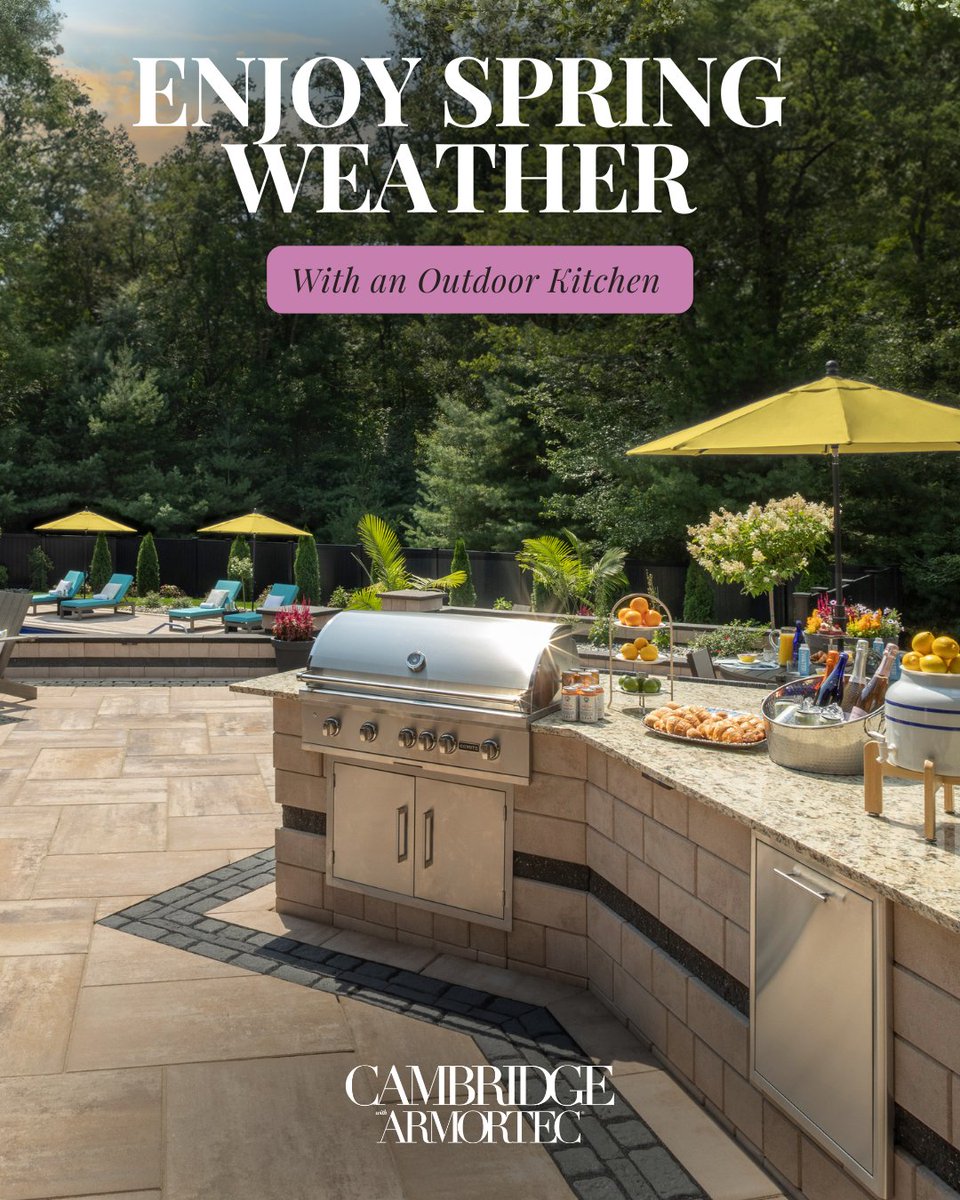 CambridgePavers's tweet image. Fire up the grill and soak in the spring sunshine with a beautifully designed Cambridge Pavers outdoor kitchen! 🍔☀️

Head to cambridgepavers.com to create your dream outdoor kitchen today! #CambridgePavers #OutdoorLiving #SpringEntertaining