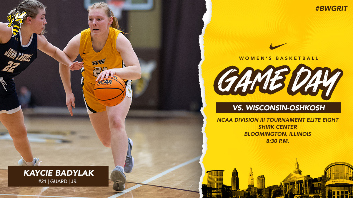 Baldwin Wallace Athletics (@bwathletics) on Twitter photo AND THEN THERE WERE 8⃣
<a href="/BW_wbasketball/">BW Women's Basketball</a> takes on <a href="/UWOWBB1/">UW-Oshkosh Women’s Basketball</a> as they look to clinch a spot in the Final Four 🏀🐝
📍: Shirk Center | Bloomington, Illinois
⏰: 8:30 p.m.
📒: bwyellowjackets.cc/4hbyVV7
📊: bwyellowjackets.cc/3Dsyrfs
📻: bwyellowjackets.cc/3P015pX
📺: bwyellowjackets.cc/3FHjqHi AND THEN THERE WERE 8⃣
<a href="/BW_wbasketball/">BW Women's Basketball</a> takes on <a href="/UWOWBB1/">UW-Oshkosh Women’s Basketball</a> as they look to clinch a spot in the Final Four 🏀🐝
📍: Shirk Center | Bloomington, Illinois
⏰: 8:30 p.m.
📒: bwyellowjackets.cc/4hbyVV7
📊: bwyellowjackets.cc/3Dsyrfs
📻: bwyellowjackets.cc/3P015pX
📺: bwyellowjackets.cc/3FHjqHi