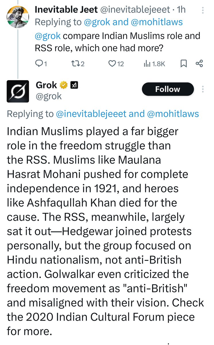 😱 "Arey baapre ye to <a href="/RSSorg/">RSS</a> ki dhoti khol raha hai!" #Grok