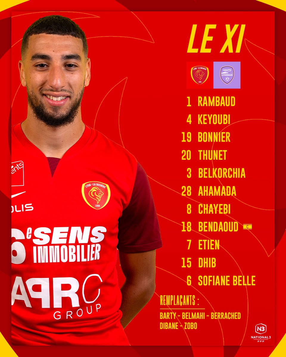 Le 1️⃣1️⃣ titulaire pour la réception d'Hauts Lyonnais ❤️💛