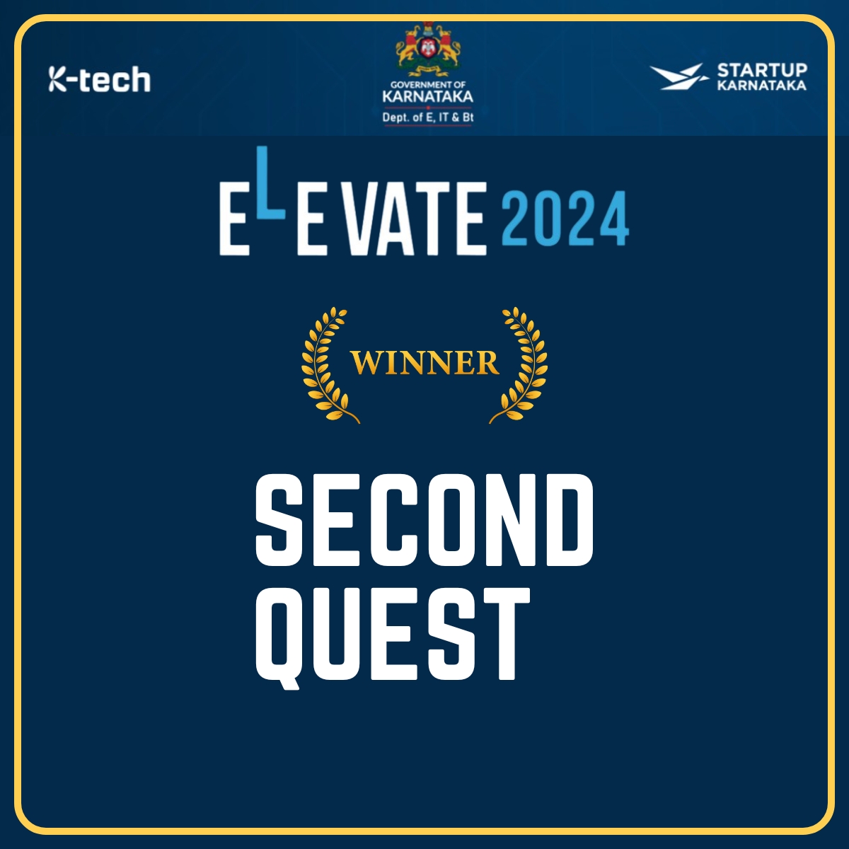 Second Quest (@secondquest_) on Twitter photo We are delighted to announce that we've been awarded the ELEVATE 2024 grant by the <a href="/ITBTGoK/">ITBT Karnataka</a> . This prestigious program is a fantastic boost for promising startups in the state, and we're incredibly honoured to be part of this year's cohort.
#Karnataka #Elevate2024 #SecondQuest We are delighted to announce that we've been awarded the ELEVATE 2024 grant by the <a href="/ITBTGoK/">ITBT Karnataka</a> . This prestigious program is a fantastic boost for promising startups in the state, and we're incredibly honoured to be part of this year's cohort.
#Karnataka #Elevate2024 #SecondQuest