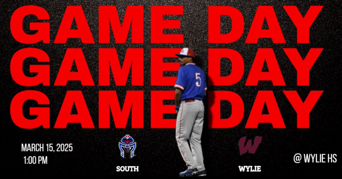 ⚾️VARSITY GAME DAY ⚾️
📅 MAR. 15, 2025
🕞 1:00
🆚 Wylie
 📍Wylie 
📌 DISTRICT
