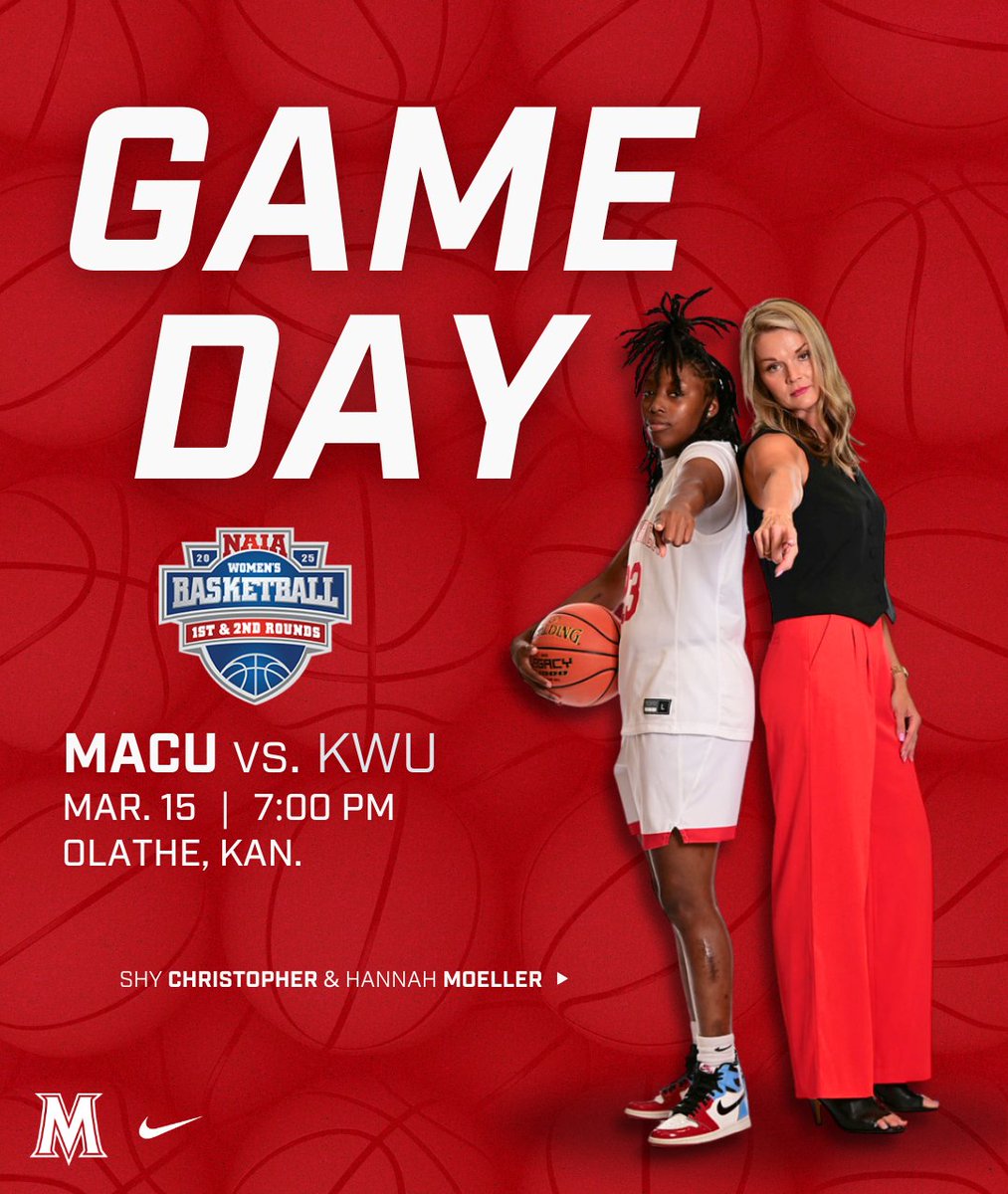 MACUAthletics (@macuathletics) on Twitter photo WBB: GAME DAY! No. 24 <a href="/MACU_WBB/">MACU Women’s Basketball</a> takes on 15-seed Kansas Wesleyan in the NAIA Tournament 2nd Round for the right to advance to the final site tonight!
🆚: <a href="/kwucoyotes/">Kansas Wesleyan Coyotes</a>
⏰: 7 pm
📍: Olathe, Kan.
📺: tinyurl.com/5yhxeuk6
📊: tinyurl.com/acje2x9y
🔴⚫️: #MACUProud WBB: GAME DAY! No. 24 <a href="/MACU_WBB/">MACU Women’s Basketball</a> takes on 15-seed Kansas Wesleyan in the NAIA Tournament 2nd Round for the right to advance to the final site tonight!
🆚: <a href="/kwucoyotes/">Kansas Wesleyan Coyotes</a>
⏰: 7 pm
📍: Olathe, Kan.
📺: tinyurl.com/5yhxeuk6
📊: tinyurl.com/acje2x9y
🔴⚫️: #MACUProud