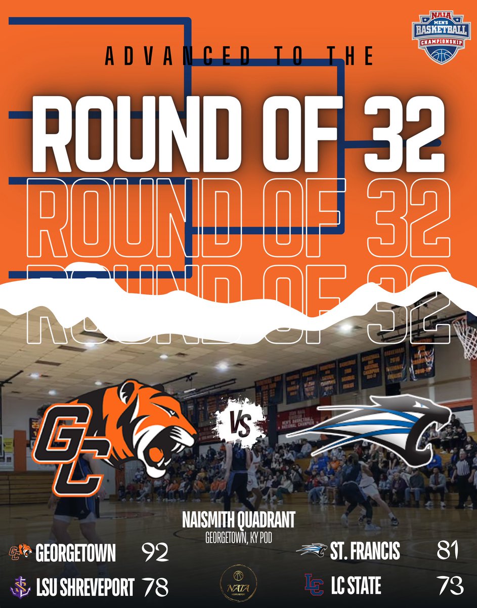 NAIA Hoops Report (@naiahoopsreport) on Twitter photo โผ๏ธNAIA Round of 32
Naismith Quadrant
#1 <a href="/YotesHoops/">College of Idaho MBB</a> vs #8 <a href="/FriendsMBB/">Friends Univ. Men's Basketball</a>
#4 <a href="/LangstonLionMBB/">Langston University Menโs Basketball</a> vs #5 <a href="/CentralBaptMBB/">Central Baptist College Menโs Basketball</a>
#3 <a href="/HuntingtonHoops/">Huntington Men's Basketball</a> vs #6 <a href="/NWCBasketball/">Northwestern College Basketball</a>
#2 <a href="/GtownTigersMBB/">Georgetown Tigers Basketball</a> vs #10 <a href="/usf_mbkb/">USF Menโs Basketball</a> โผ๏ธNAIA Round of 32
Naismith Quadrant
#1 <a href="/YotesHoops/">College of Idaho MBB</a> vs #8 <a href="/FriendsMBB/">Friends Univ. Men's Basketball</a>
#4 <a href="/LangstonLionMBB/">Langston University Menโs Basketball</a> vs #5 <a href="/CentralBaptMBB/">Central Baptist College Menโs Basketball</a>
#3 <a href="/HuntingtonHoops/">Huntington Men's Basketball</a> vs #6 <a href="/NWCBasketball/">Northwestern College Basketball</a>
#2 <a href="/GtownTigersMBB/">Georgetown Tigers Basketball</a> vs #10 <a href="/usf_mbkb/">USF Menโs Basketball</a>