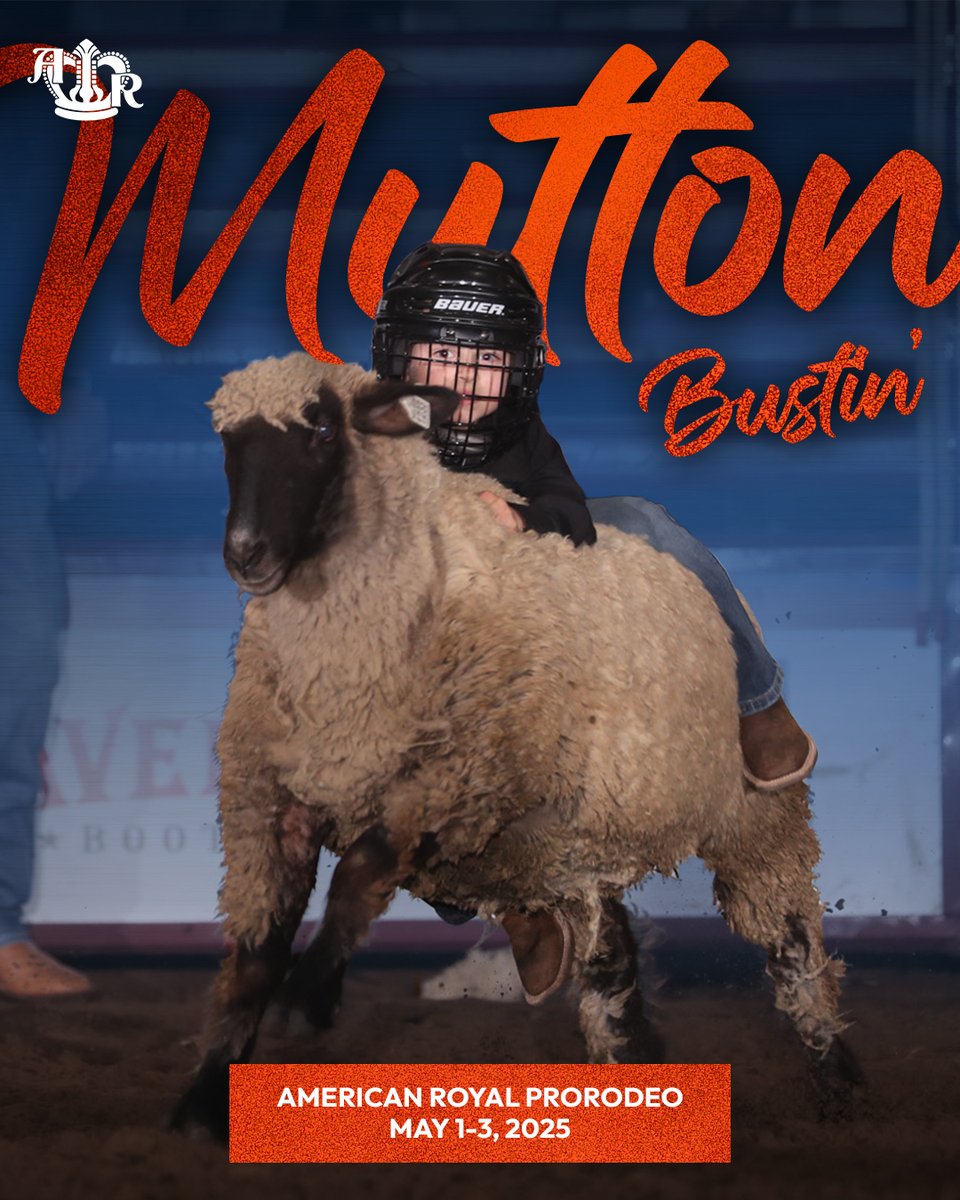Saddle up your tiny champion for a wooly wild ride 🐑 

2025 American Royal ProRodeo Mutton Bustin' registration is now open &gt;&gt; bit.ly/25ARProRodeo

#AmericanRoyal #WhereChampionsAreCrowned