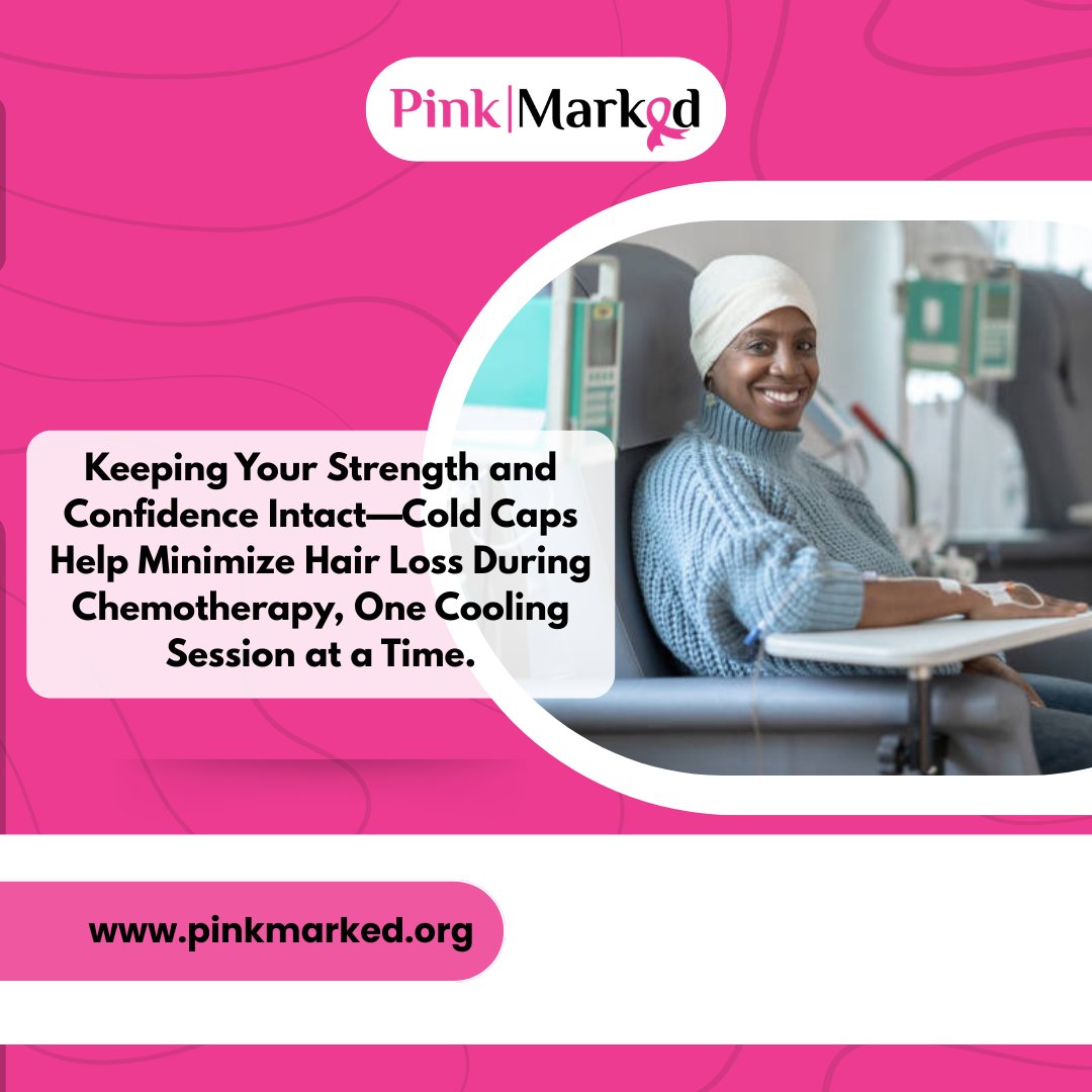 PinkMarked's tweet photo. Cold caps can help reduce hair loss during chemotherapy by cooling the scalp. If you're undergoing treatment, this could be an option for you. Stay informed, stay empowered. 

#pinkmarked
#ColdCapTherapy #HairPreservation #BreastCancerSupport #ChemotherapyJourney https://t.co/YTXGSocv3M
