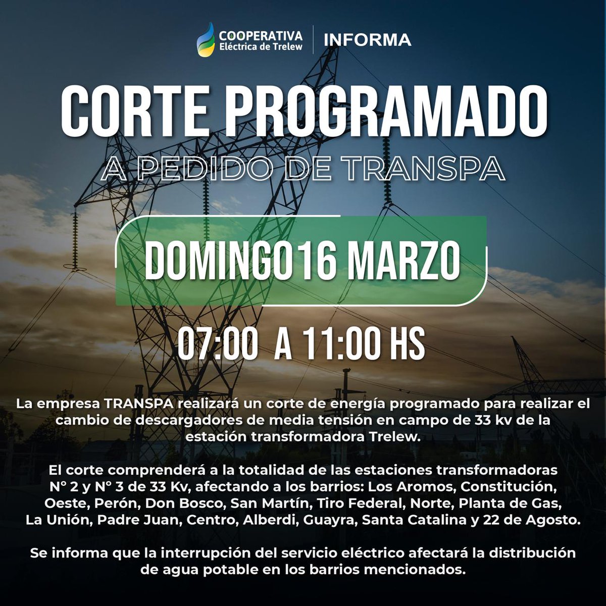 📍 Corte programado