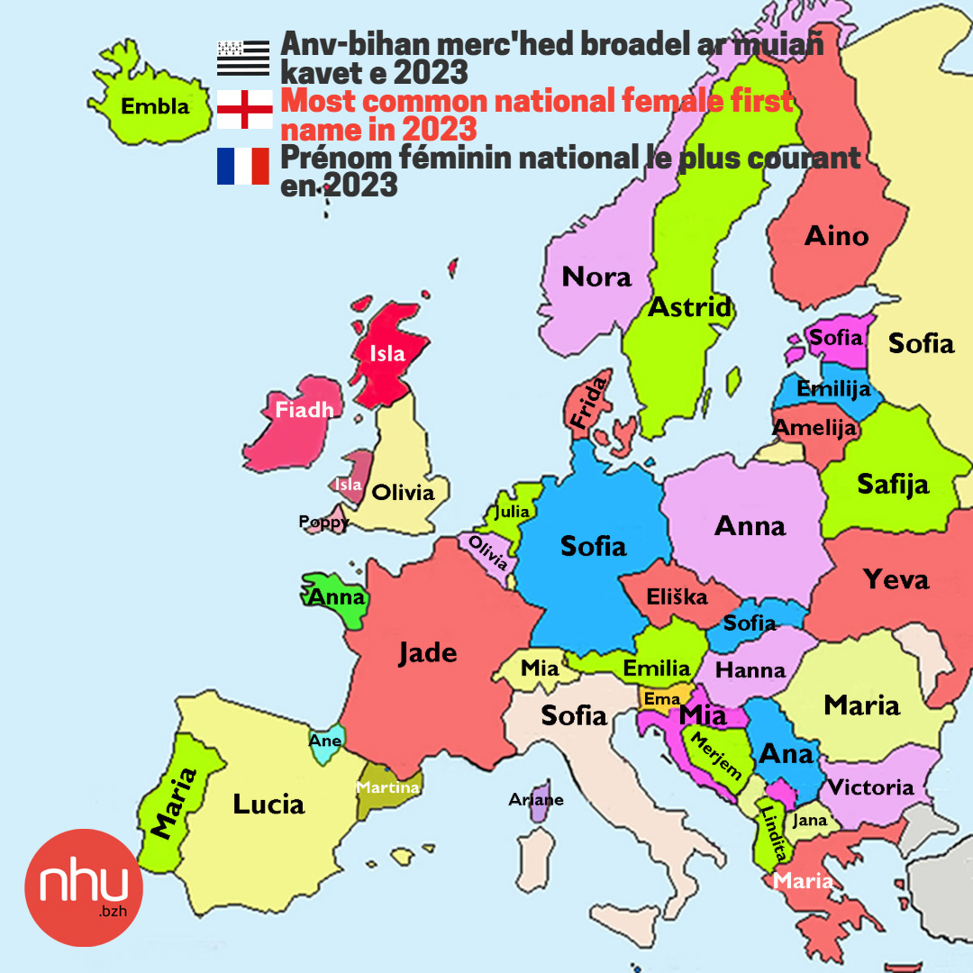 NhuBretagne's tweet photo. ✅ Anv-bihan merc'hed broadel ar muiañ kavet e 2023
Most common national female first name in 2023
Prénom féminin national le plus courant en 2023
https://t.co/sU8EOb4jiD https://t.co/xfnsED510V