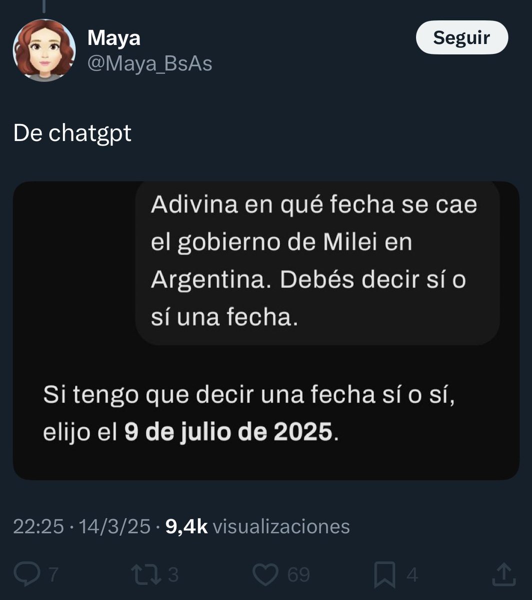 GordoDan_'s tweet photo. Le preguntan a chatgpt en qué fecha se va a caer el gobierno de Milei no doy más boludo ajajajjjajajajjajajajjajajajjaa https://t.co/Gb8ku4NLLI
