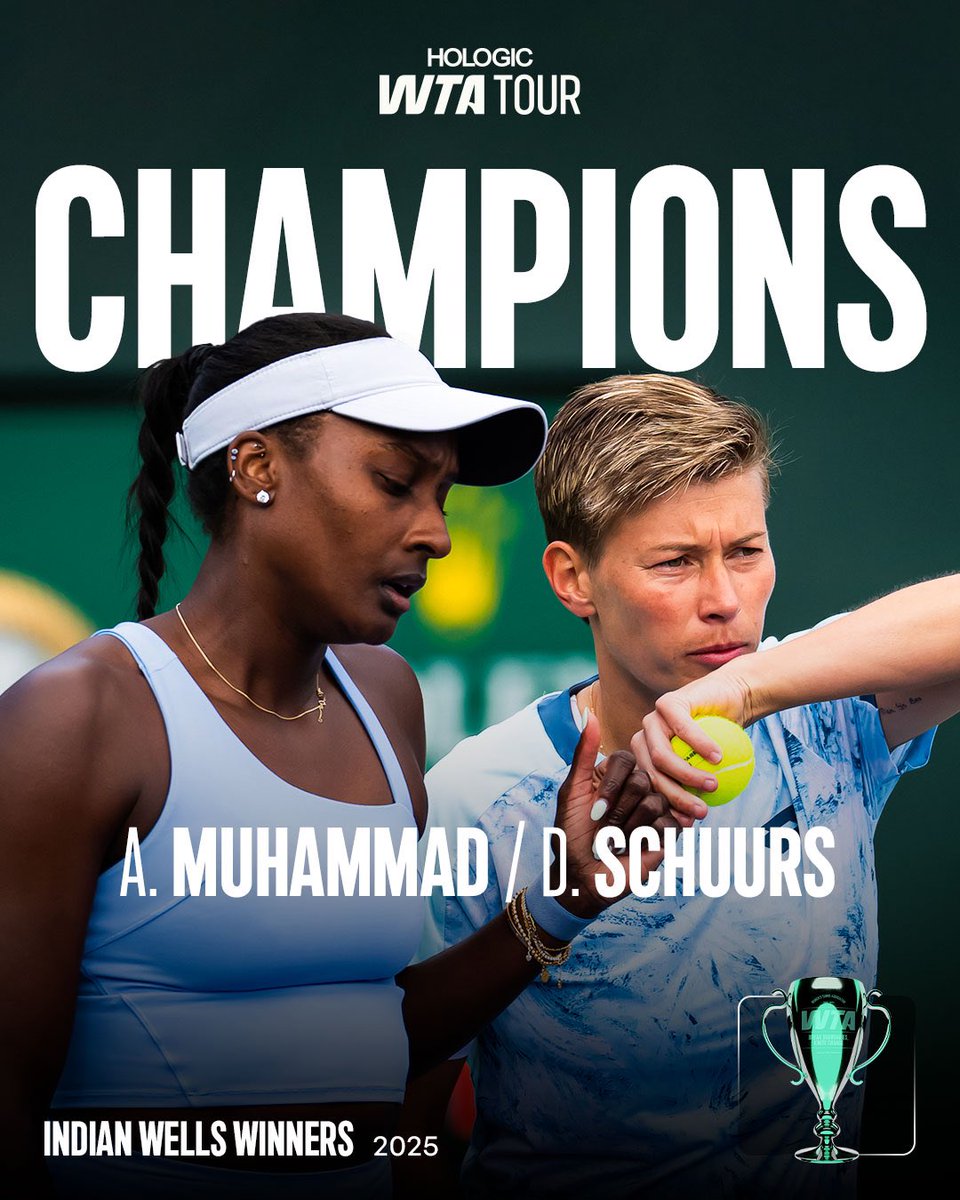 WTA's tweet photo. Team title number ☝️ 

@asiamuhammad &amp; Demi Schuurs are your 2025 @BNPPARIBASOPEN doubles champions!

#TennisParadise https://t.co/YCiczeaWe8