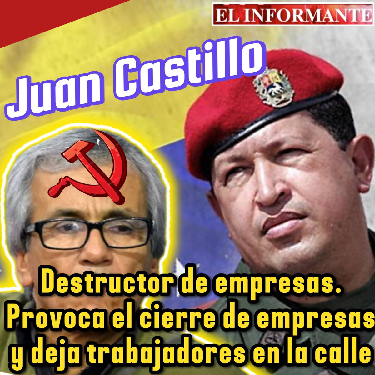 🔴 𝗖𝗔𝗦𝗧𝗜𝗟𝗟𝗢 𝗗𝗘𝗦𝗧𝗥𝗨𝗖𝗧𝗢𝗥 𝗱𝗲 𝗘𝗠𝗣𝗥𝗘𝗦𝗔𝗦 

▶️ El ministro de Trabajo comunista asumió hace pocos días y está rompiendo todo. Se están viendo cierre de empresas, como Carlos Schneck, y muchas otras van a cerrar próximamente.

Es un político antiobrero.