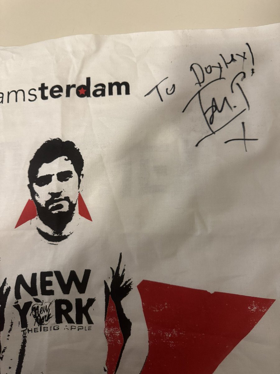 JCTJennings's tweet photo. Aww. Look what the missus got me.

A fucking tea towel!! 

Only kidding. It’ll look ace on my music wall. https://t.co/Q6jOEeiC59