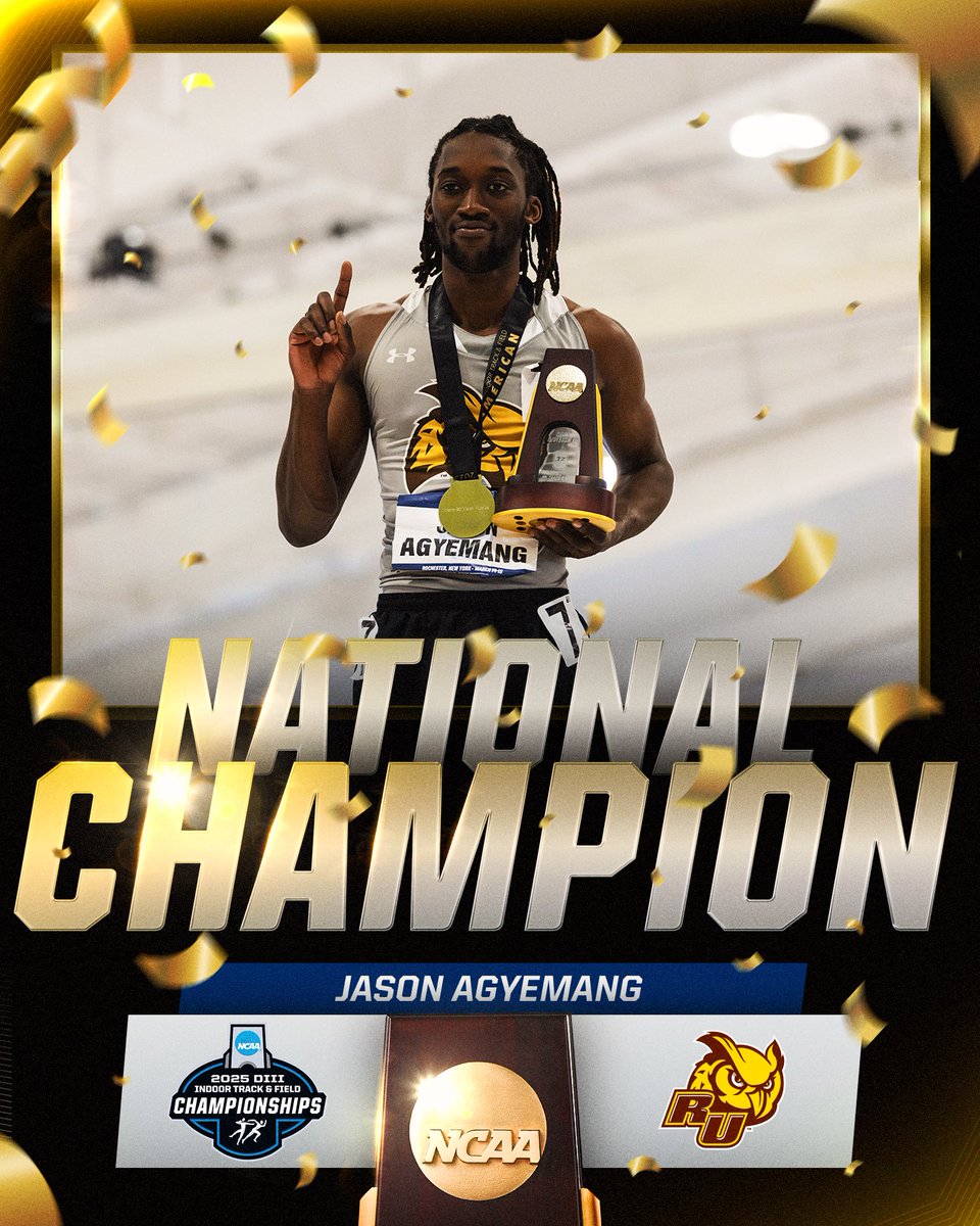 NCAA Division III (@ncaadiii) on Twitter photo 🏆NATIONAL CHAMPION🏆
Jason Agyemang of <a href="/RowanAthletics/">Rowan Athletics</a> wins the Men’s 60m Hurdle with a time of 7.76s🔥
#WhyD3 | #D3tf 🏆NATIONAL CHAMPION🏆
Jason Agyemang of <a href="/RowanAthletics/">Rowan Athletics</a> wins the Men’s 60m Hurdle with a time of 7.76s🔥
#WhyD3 | #D3tf