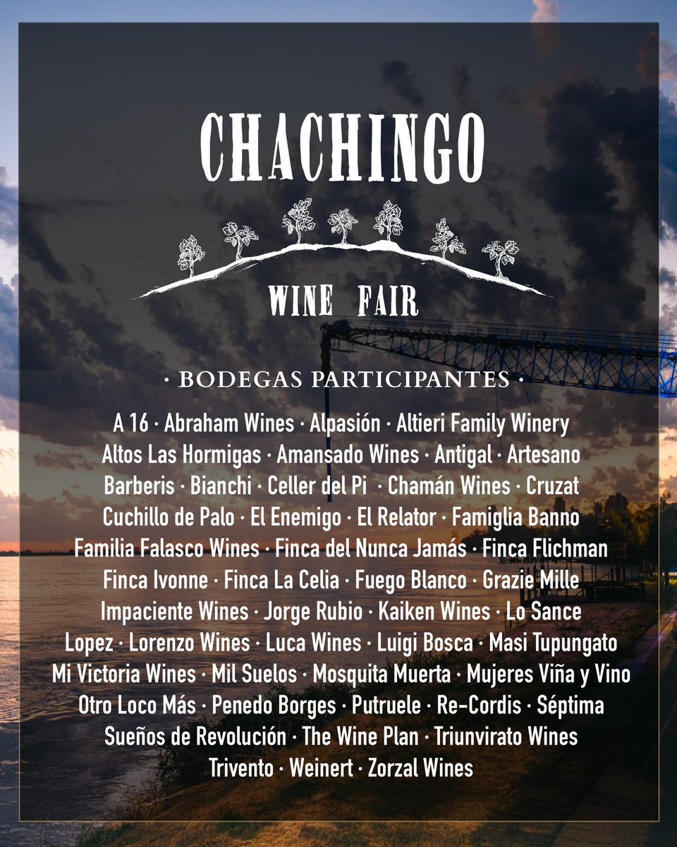 Les presentamos a las 48 bodegas que van a acompañarnos en Chachingo Wine Fair Edición Rosario 2025. 

Ahí nos vemos!