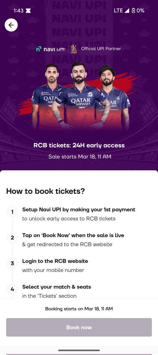 debayanisbak's tweet photo. @SharmaJiKaBot 24 hour early access for navi UPI starts mar 18 11am. Download navi app, setup navi UPI and be ready. Link rupay credit card on navi UPI to avoid rs 5k limit for new users. https://t.co/i5F0bCXUtD