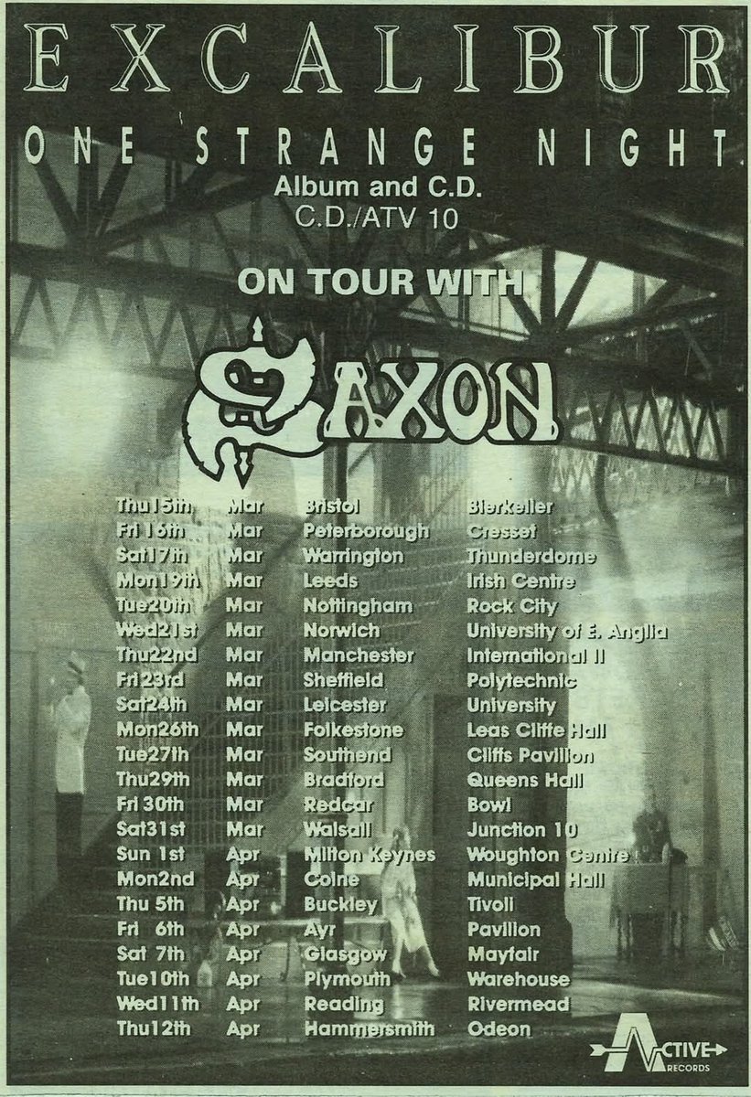 Excalibur (@excaliburrocks) on Twitter photo In another century....
On 15th March 1990 we were starting the first leg of our UK tour with <a href="/SaxonOfficial/">Saxon</a> at Bristol Bierkeller, promoting the 'One Strange Night' album.
‘One Strange Night’
SPOTIFY - tinyurl.com/2p99weyc In another century....
On 15th March 1990 we were starting the first leg of our UK tour with <a href="/SaxonOfficial/">Saxon</a> at Bristol Bierkeller, promoting the 'One Strange Night' album.
‘One Strange Night’
SPOTIFY - tinyurl.com/2p99weyc