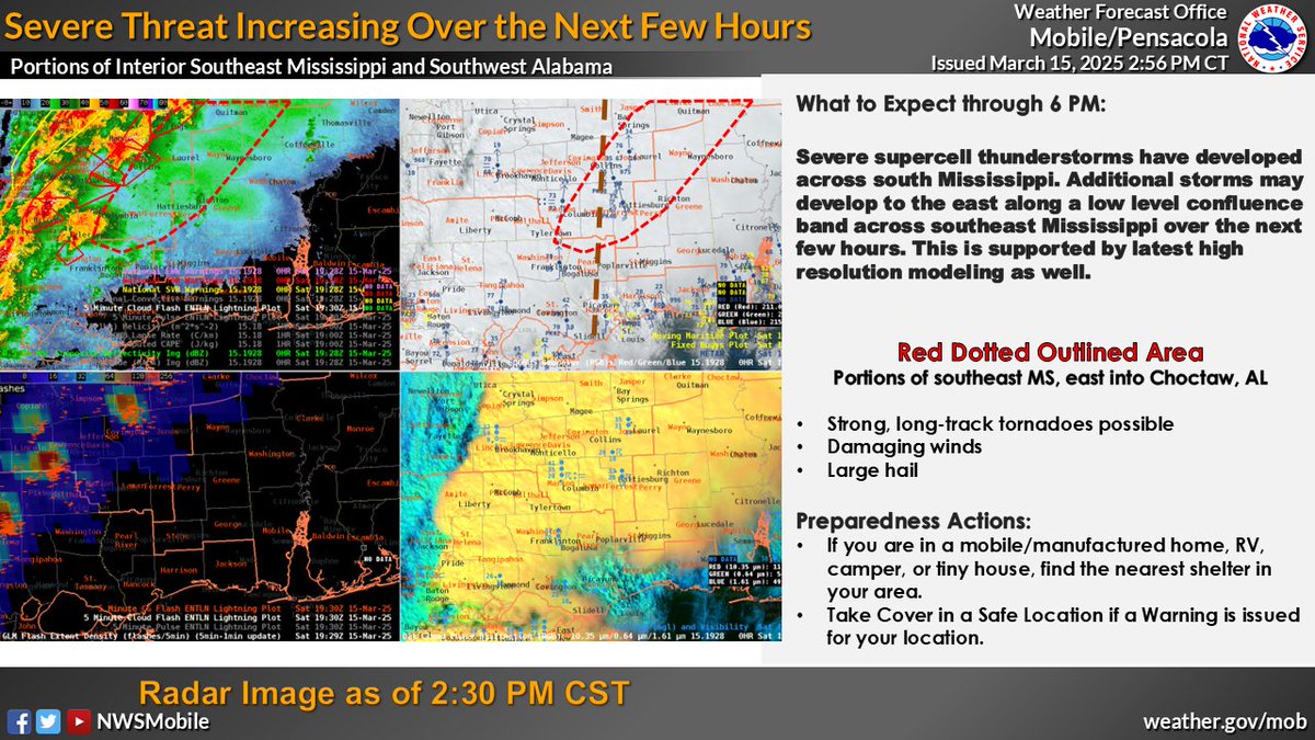 NWSMobile's tweet photo. Here's our latest update:
We know the waiting game is stressful and tiring — we feel it, too. But please do not let your guard down. The atmosphere remains supportive of severe thunderstorms across the area. https://t.co/PbJ0alpTfS