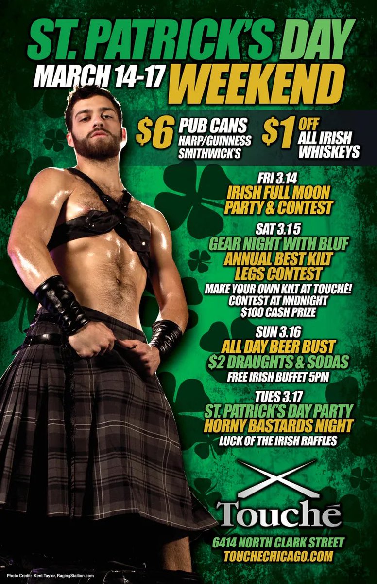 BLUFChicago (@blufchicago) on Twitter photo Sat 3/15/25
Happy St. Patricks Day Weekend! We invite you to join fellow BLUF members & fans for a night of leather & uniforms (10pm-12am) in the club room <a href="/ToucheChicago/">Touche' Chicago</a> A strict dress code will be enforced for entry into the club room. A barber & bootblack will be available. Sat 3/15/25
Happy St. Patricks Day Weekend! We invite you to join fellow BLUF members & fans for a night of leather & uniforms (10pm-12am) in the club room <a href="/ToucheChicago/">Touche' Chicago</a> A strict dress code will be enforced for entry into the club room. A barber & bootblack will be available.