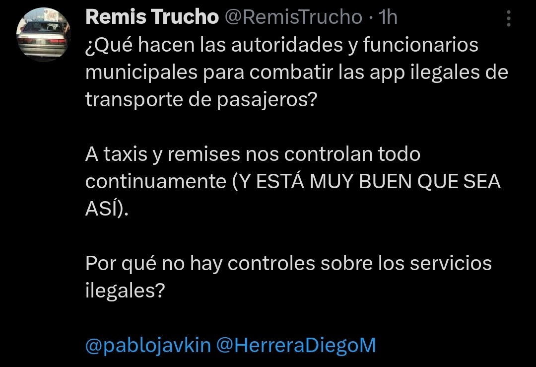 RemisTrucho's tweet photo. @MuniRosario Cuándo van a tener el planazo de defender a los que estamos dentro de la ley y sancionar a los que trabajan por fuera de la ley en esta ciudad? https://t.co/DuTPPTuEAS