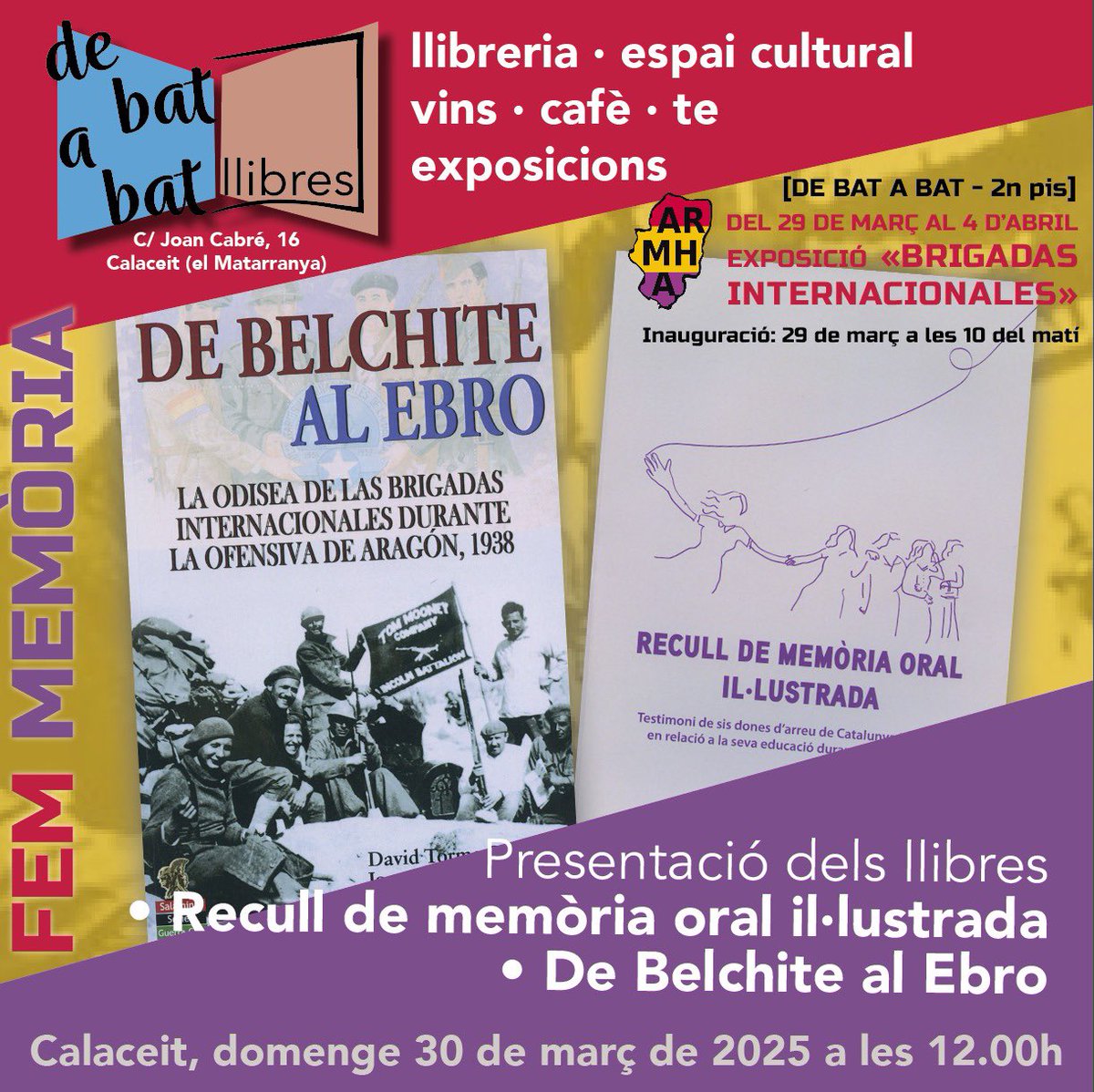 mgimen's tweet photo. 30 de maig  a De bat a bat llibres de Calaceit. https://t.co/uw0bl7LBDb