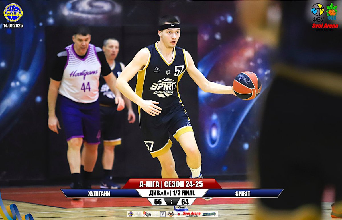 A_League_Kyiv's tweet image. Звіт про півфінальні матчі А-Ліги (13-14 січня 2025 року)

13.01.25
🔹 Averina 2 vs Spirit 2 (50:42)
🔹 Шаблі vs КНЕУ-2000 (84:62)

⸻

14.01.25
🔹 BC Bulldogs vs УКТМ (62:23)
🔹 Хулігани vs Spirit (56:64)

⸻

#ALeagueKyiv #PlayoffMagic