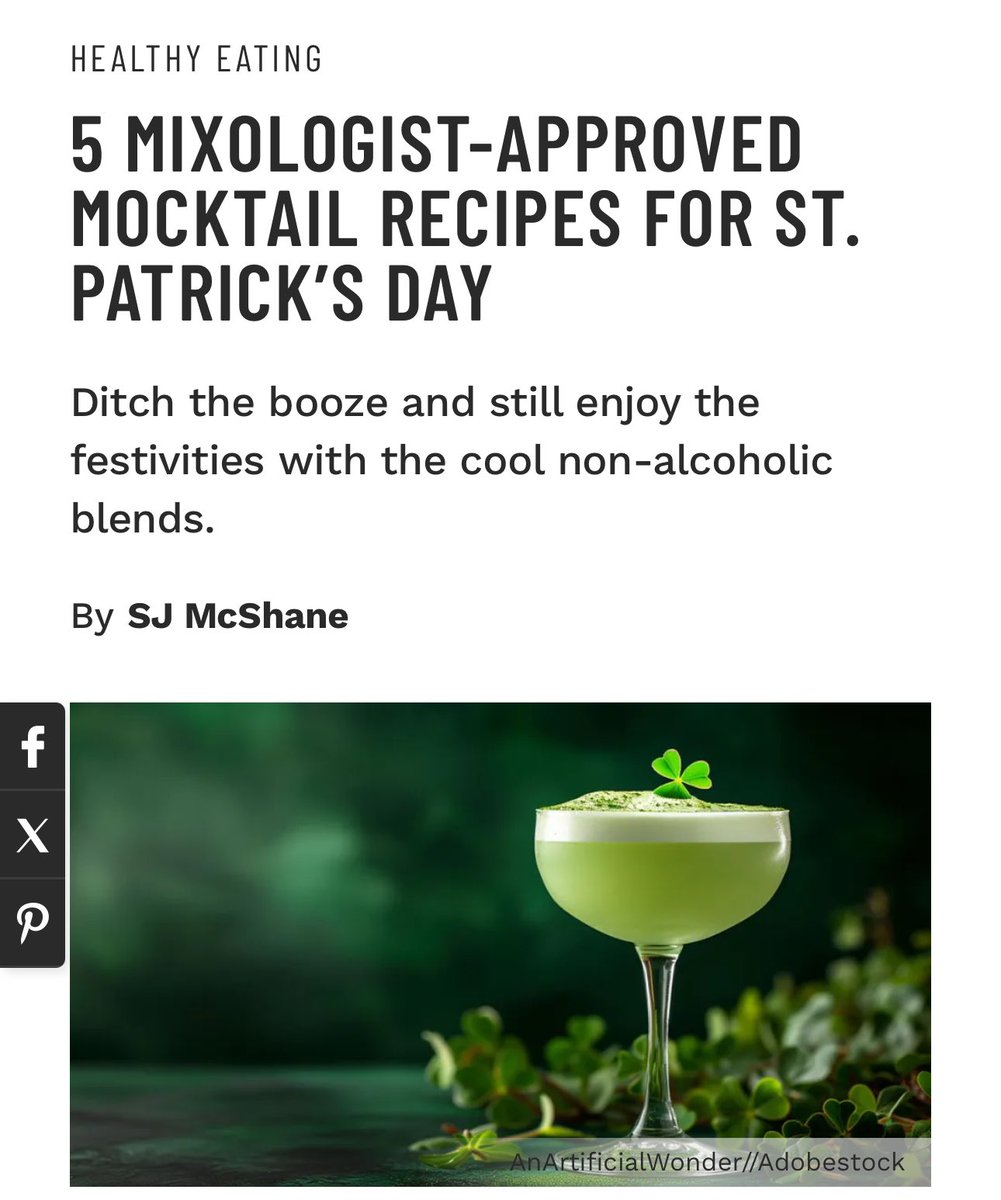 5 MIXOLOGIST-APPROVED MOCKTAIL RECIPES FOR ST. PATRICK’S DAY

Ditch the booze and still enjoy the festivities with the cool non-alcoholic blends.
By SJ McShane

Read Article
muscleandfitness.com/nutrition/heal…

#stpatricksday 
#datenightrecipes #drinks #healthydrinks #holidayfoods