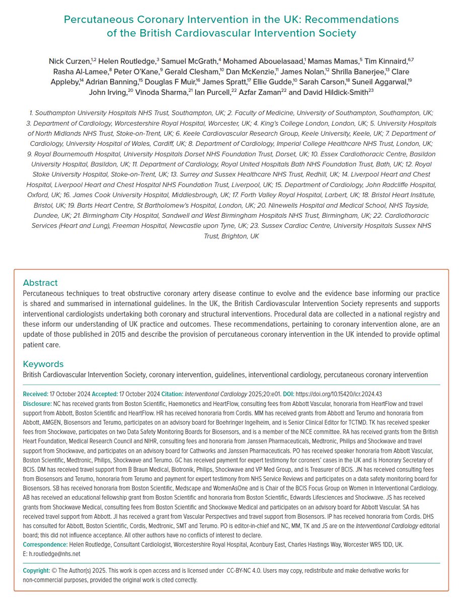 mmamas1973's tweet image. 1. After 24 years i have achieved a sort of landmark- i have published my 1000th peer reviewed publication
➡️ pubmed.ncbi.nlm.nih.gov/?term=mamas+m&…
My first paper was around spinal cord injury, and for the 1000th paper It is fitting that it was:
Percutaneous Coronary Intervention in the UK:…