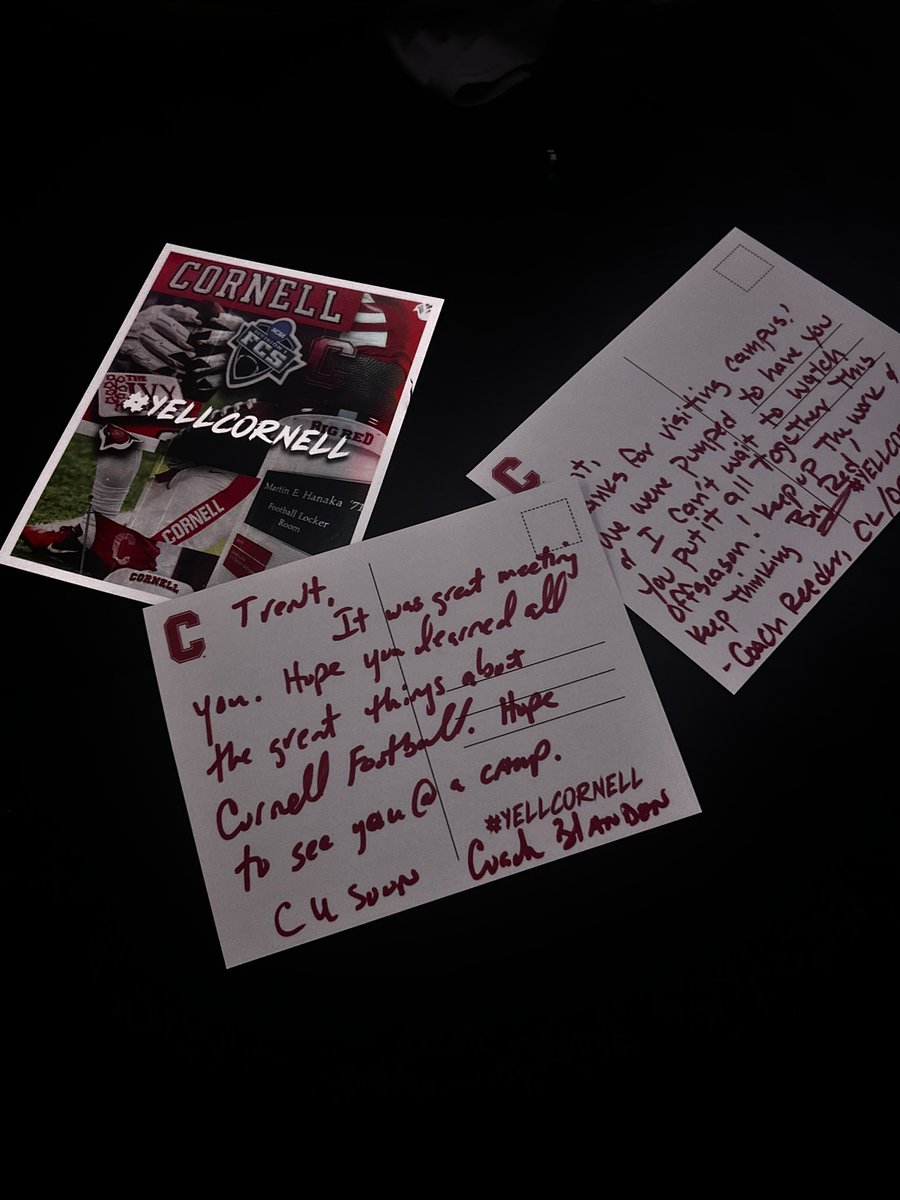 Trent montgomery (@trentmontgnct) on Twitter photo Extremely thankful for the letters from the <a href="/BigRed_Football/">Cornell Football</a> coaching staff! They are definitely building something BIG! Can’t wait to be back in Ithaca and compete 💯 #AGTG #yellcornell <a href="/CoachKaz352/">Coach Kaz</a> <a href="/NatureCoastFB/">Nature Coast Tech Football 🦈🏈</a> <a href="/CoachBhakta/">Satyen Bhakta</a> <a href="/BlandenCoach/">Will Blanden</a> <a href="/DanSwanstrom/">Dan Swanstrom</a> <a href="/Sean_Reeder/">Sean Reeder</a> Extremely thankful for the letters from the <a href="/BigRed_Football/">Cornell Football</a> coaching staff! They are definitely building something BIG! Can’t wait to be back in Ithaca and compete 💯 #AGTG #yellcornell <a href="/CoachKaz352/">Coach Kaz</a> <a href="/NatureCoastFB/">Nature Coast Tech Football 🦈🏈</a> <a href="/CoachBhakta/">Satyen Bhakta</a> <a href="/BlandenCoach/">Will Blanden</a> <a href="/DanSwanstrom/">Dan Swanstrom</a> <a href="/Sean_Reeder/">Sean Reeder</a>