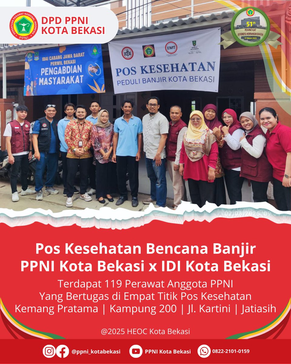 Peduli Banjir Kota Bekasi : Pos Kesehatan Bencana PPNI Kota Bekasi bersama IDI Kota Bekasi