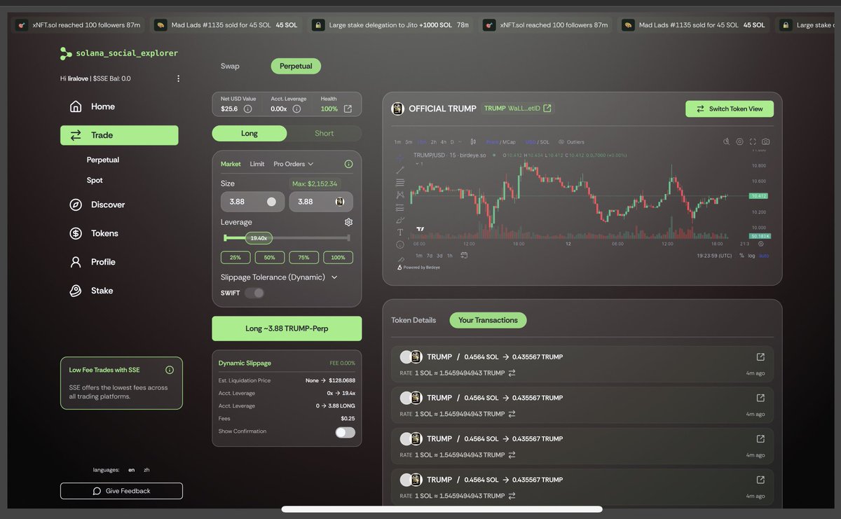 Working on perps and new ui on Solana Social Explorer 🔥🔜