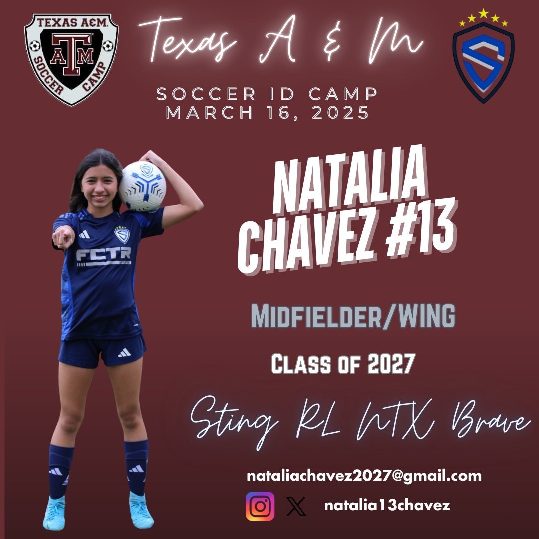 Kicking off my Spring Break at <a href="/TAMU/">Texas A&M University</a> with the <a href="/AggieSoccer/">Texas A&M Soccer</a> ID camp! Super excited to train with nationally acclaimed A&amp;M coaches and play alongside Aggie soccer players on Ellis Field. @Sting08ECRLNTX <a href="/StingSoccerClub/">Sting Soccer Club</a> <a href="/Coach_Bagwell_/">Lauren Bagwell</a>