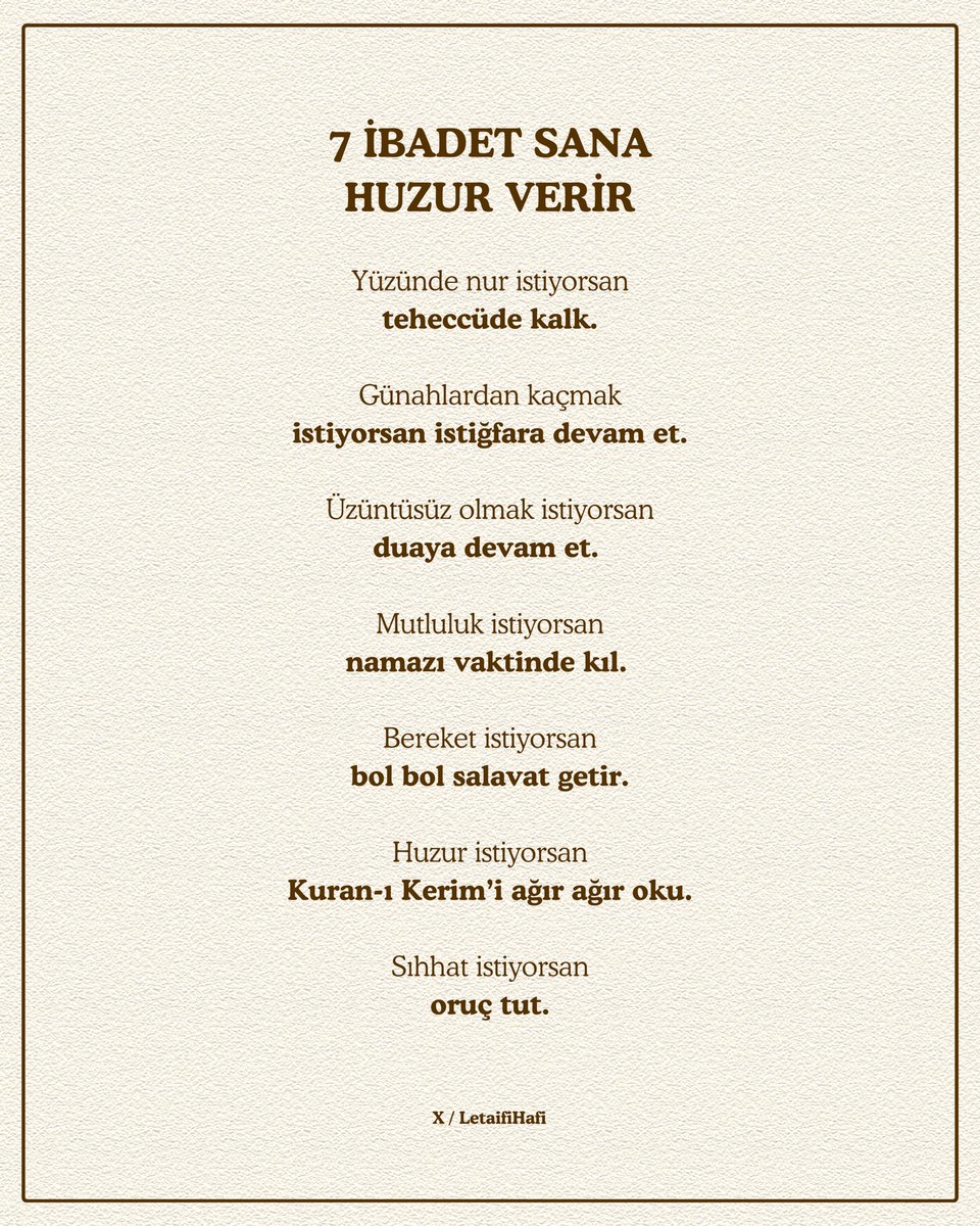 LetaifiHafi's tweet photo. 7 ibadet sana huzur verir. https://t.co/QzOXriQ5sK