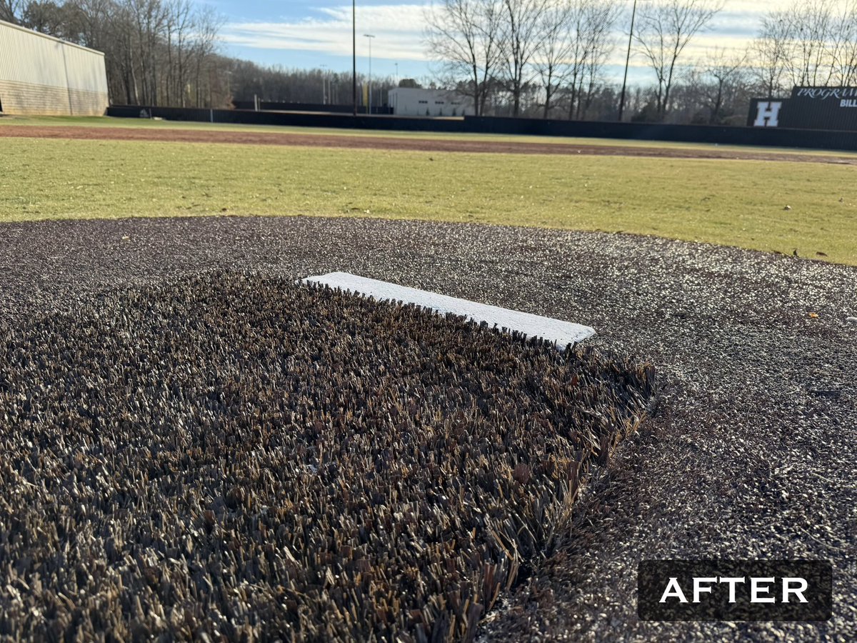 Big spikes did some big damage, but we brought this mound back to life! Now it’s game-day perfect and ready for the next ace to take the hill. #MoundMakeover #TurfTransformation #NoMoreCrater