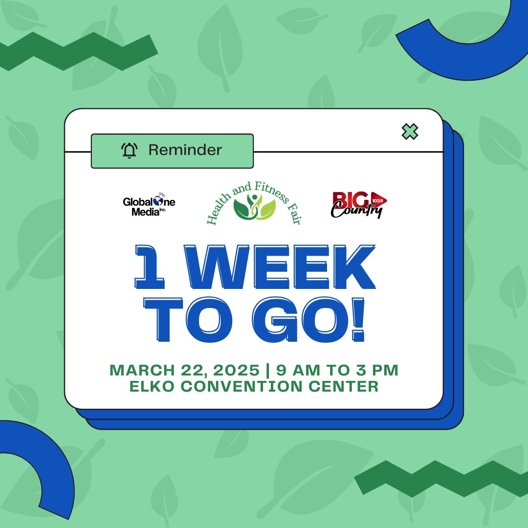 🚨 1 WEEK TO GO! 🚨 The Health &amp; Fitness Fair is happening on Saturday, March 22, 2025, at the Elko Convention Center! Get ready for a day of wellness to fuel your healthiest life. Mark your calendars and don’t miss out! #HealthAndFitnessFair2025 #GlobalOneMediaInc