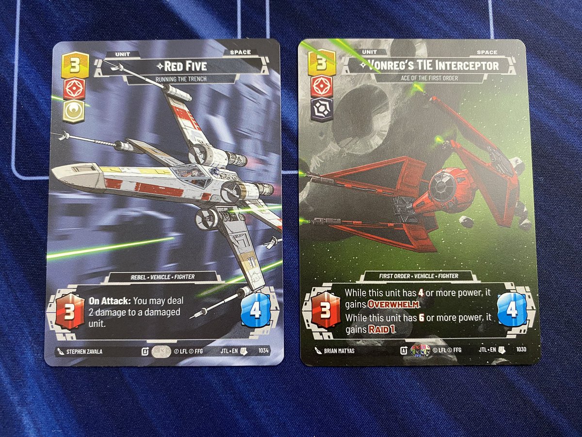 LaserGamingShop's tweet photo. Red Five & Vonreg’s Tie #prestige edition
#swu #jumptolightspeed #starwars #starwarsunlimited https://t.co/5V3yEgWsHP