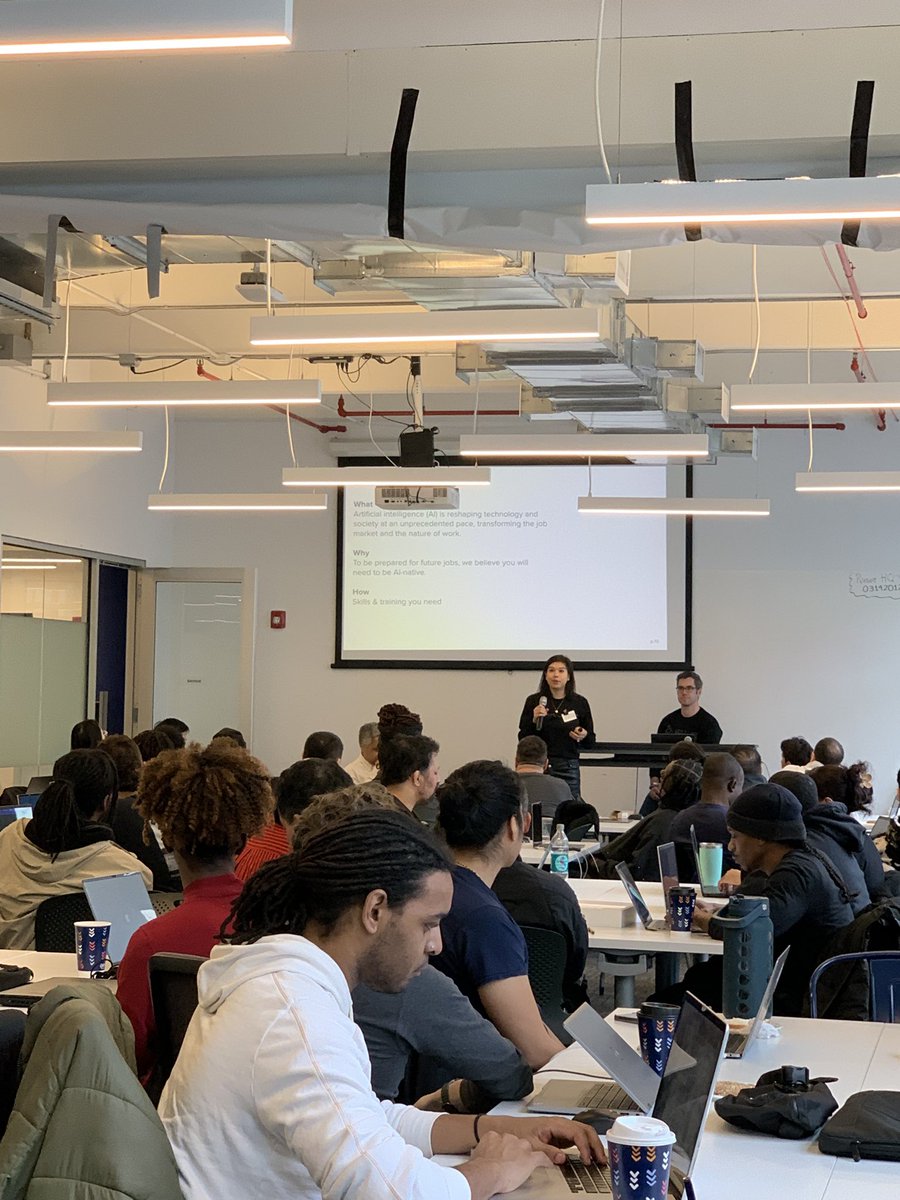 AInativebuilder's tweet photo. Really productive first day @joinpursuit thank you @ghogue02 for detailing how our journey with AI will begin! #pursuit #pursuitbuilds #AI #AInativebuilder https://t.co/WJuGpYrhMR
