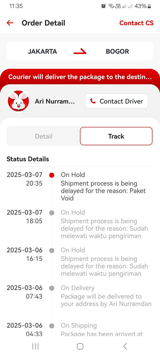 goedir's tweet photo. Ampun deh ama layanan @jntexpressid , barang dikirim dr jkt k bogor sejak 28 feb sampai sekarang tidak sampai. Status bolak balik aja k sorting centre bogor. Tgl 7 mar tiba2 ga ada progress, dan langsung void. Tidak ada konfirmasi apapun baik ke pengirim maupun penerima. Payaahh https://t.co/iNccKzTVqu