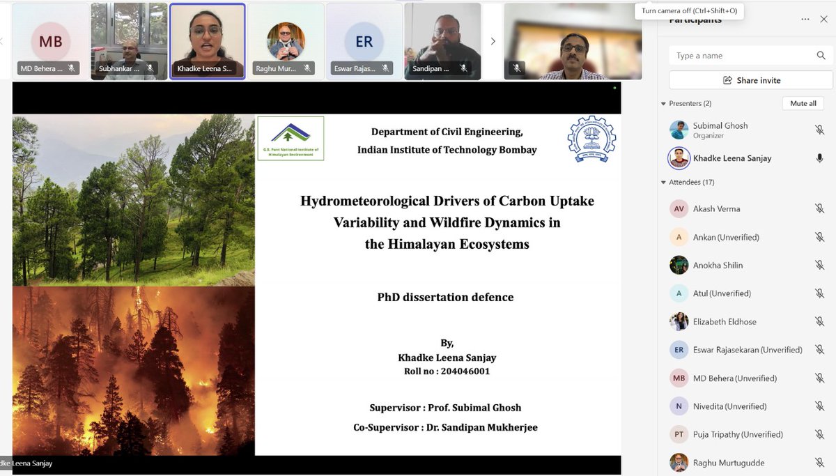 Subimal Ghosh (@subimal_ghosh) on Twitter photo Heartiest Congratulations to <a href="/leena_khadke/">Leena Khadke</a> for successfully defending her PhD thesis on "Hydrometeorological Drivers of Carbon Uptake Variability and Wildfire Dynamics in the Himalayan Ecosystems." <a href="/iitbombay/">IIT Bombay</a> Heartiest Congratulations to <a href="/leena_khadke/">Leena Khadke</a> for successfully defending her PhD thesis on "Hydrometeorological Drivers of Carbon Uptake Variability and Wildfire Dynamics in the Himalayan Ecosystems." <a href="/iitbombay/">IIT Bombay</a>