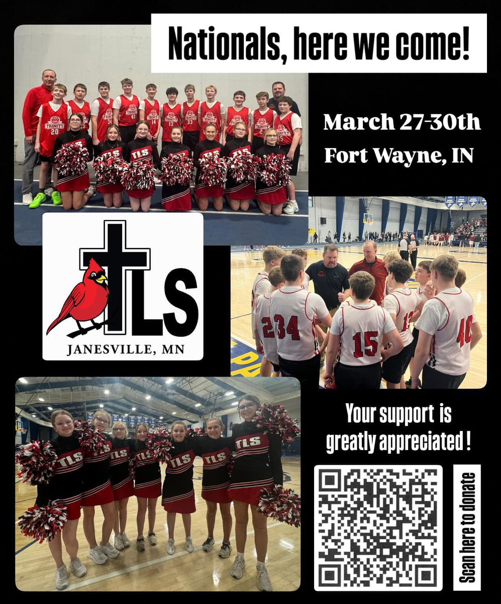 First time in 30 years for the Trinity Janesville boys! Super excited for the boys on being invited and hopefully making some great memories! #TLS #basketball #MarchMadness