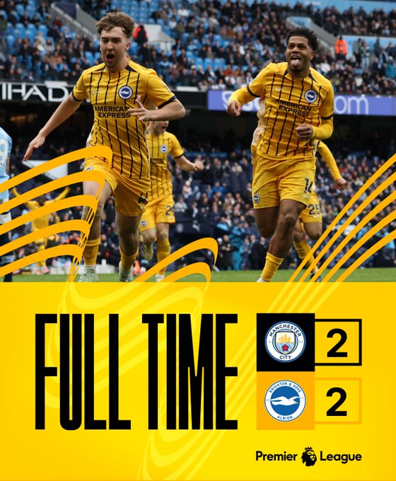 2-2 FT graphic featuring Jack and Georgi celebrating. Well played, Albion!