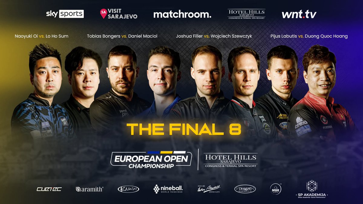 MatchroomPool's tweet photo. The final eight are set in Sarajevo ����

#EuropeanOpenPool 🇧🇦 https://t.co/J4qKCTCSQX