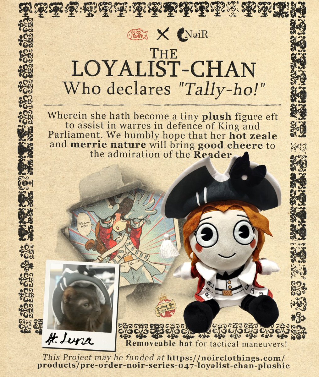 Relive the Quartering Acts with the Loyalist-chan plushie! It's a limited pre-order run with NoiR, check the comments below.