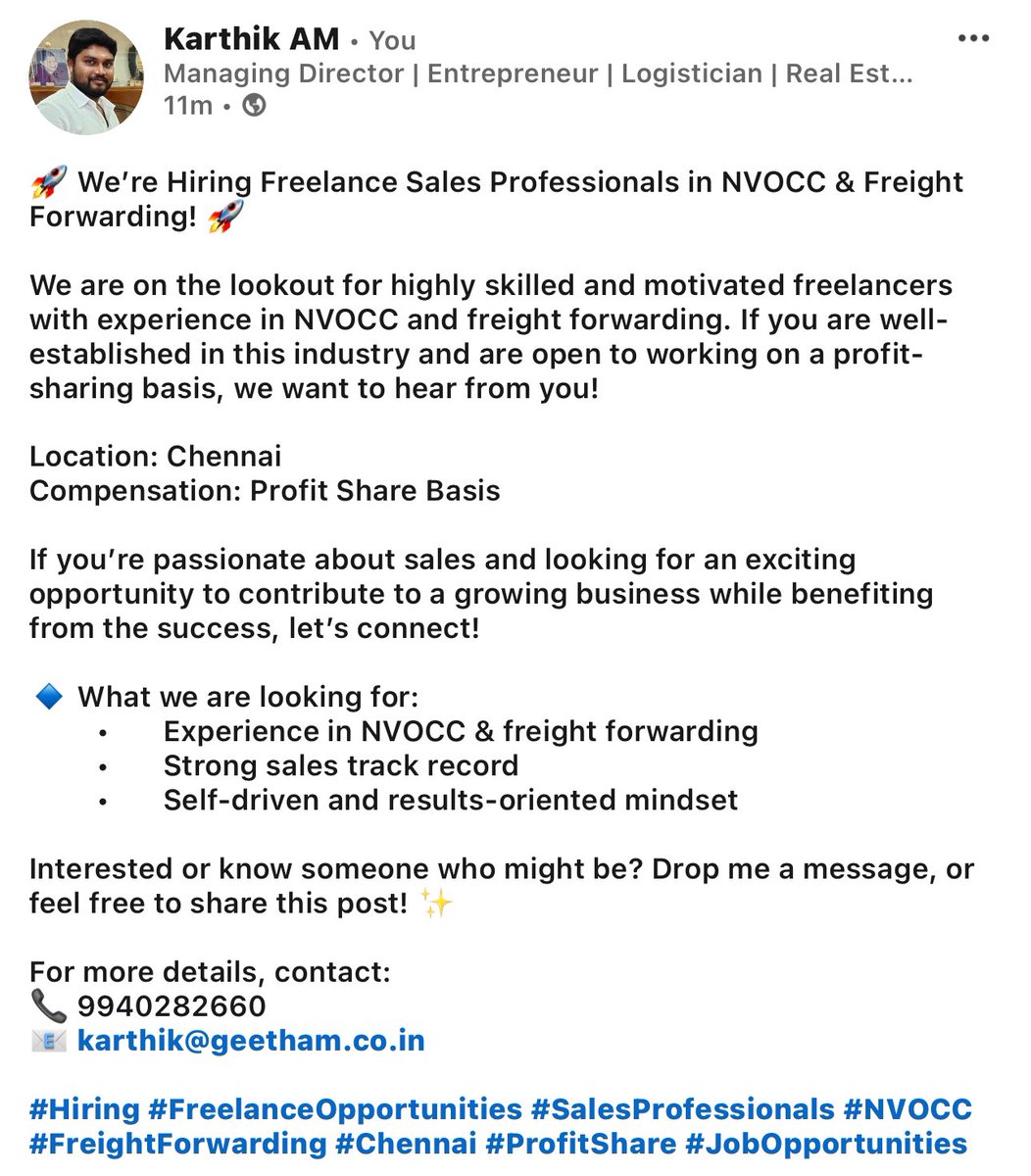 GeethamKarthik's tweet photo. #Hiring

 @RamaAIADMK https://t.co/VJe6XJdkFz